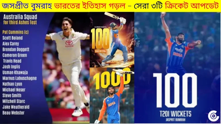জসপ্রীত বুমরাহ ভারতের ইতিহাস গড়ল: সেরা ৩টি ক্রিকেট আপডেট
