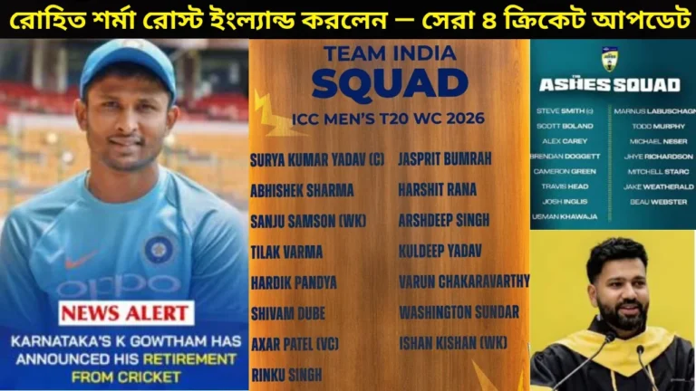 রোহিত শর্মা রোস্ট ইংল্যান্ড করলেন — সেরা ৪ ক্রিকেট আপডেট