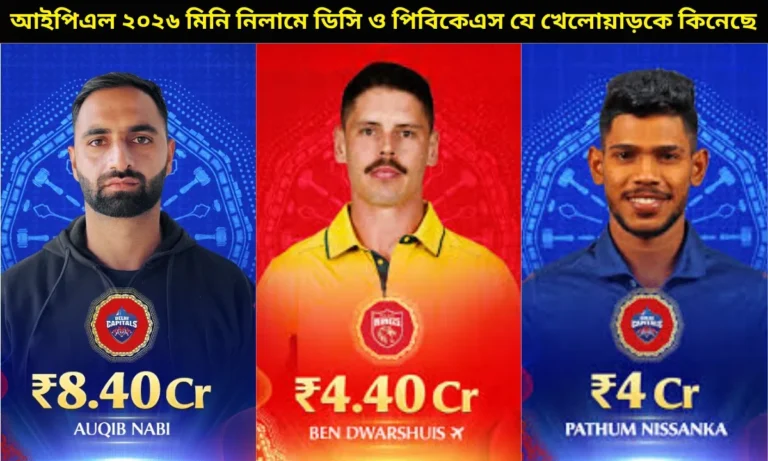 আইপিএল ২০২৬ মিনি নিলামে ডিসি ও পিবিকেএস যে খেলোয়াড়কে কিনেছে