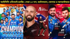 আইসিসি পুরুষ ওডিআই র‍্যাঙ্কিং: সেরা ১০টি দল, ব্যাটসম্যান, বোলার ও অলরাউন্ডার