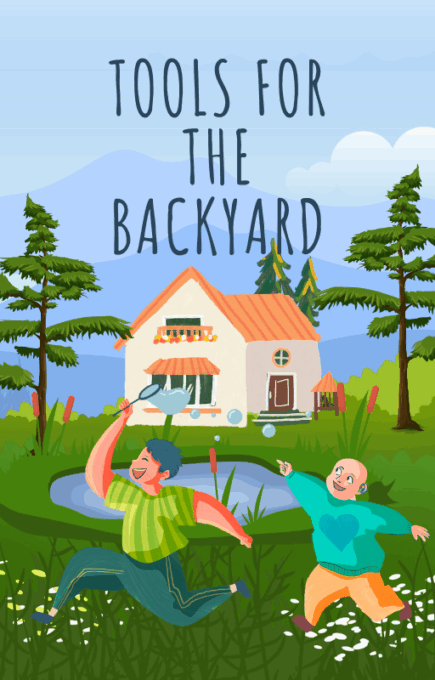Blue and Green Kids with Backyard View Illustrated eBook Cover