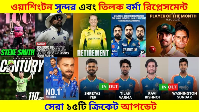 ওয়াশিংটন সুন্দর এবং তিলক বর্মা রিপ্লেসমেন্ট | সেরা ১৫টি ক্রিকেট আপডেট